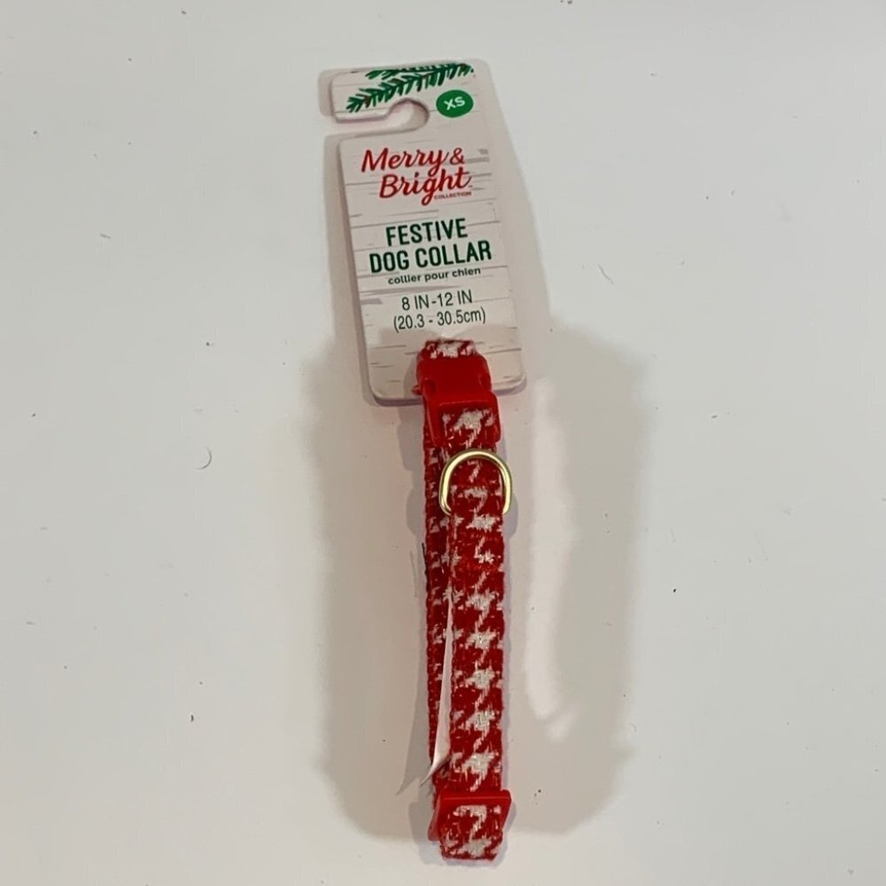 Merry and Bright Red Houndstooth Collar XS adjustable 8’-12’
